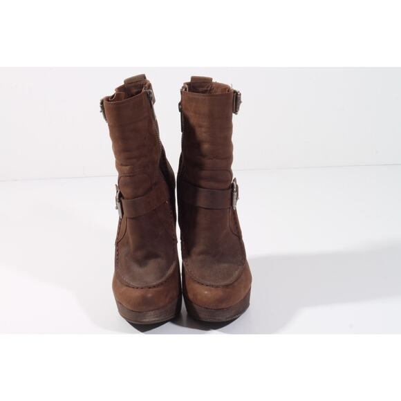 KORS Michael Kors Brown Leather Stiletto Platform Ankle Boots Booties Size 6 M - Picture 9 of 11